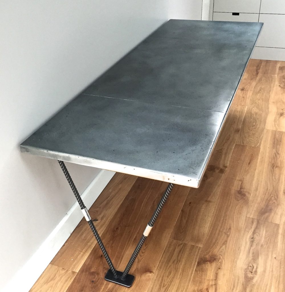 Bespoke zinc worktop breakfast bar