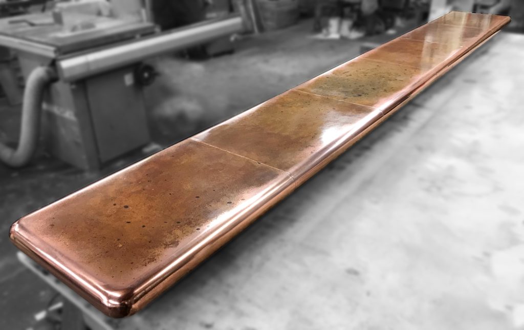 Antique Copper hand made bar worktop