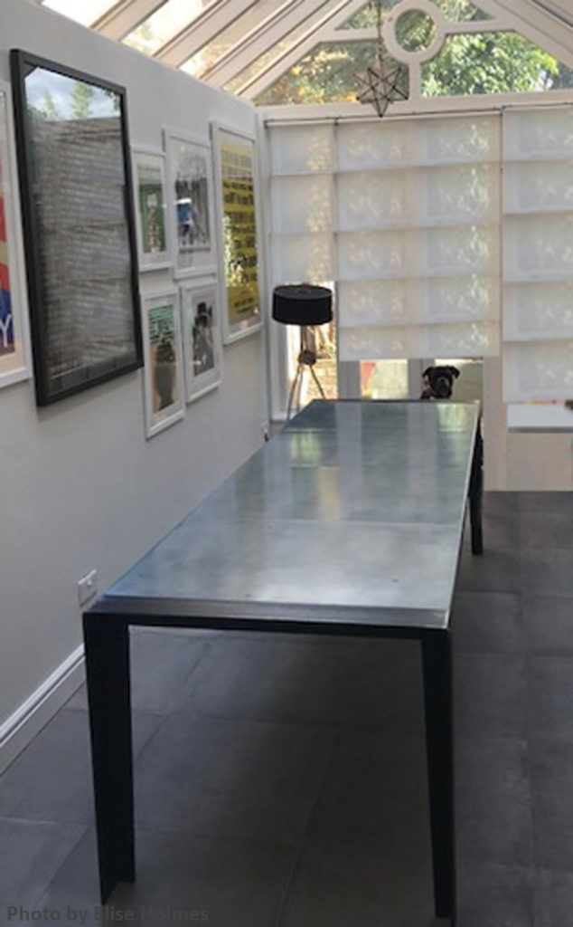 Hand-Made Zinc Dining Table within Clients Dining Room Extension