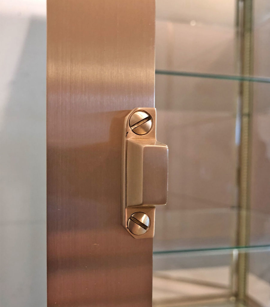 Blond Brushed Brass Glass Cabinet Door Latch