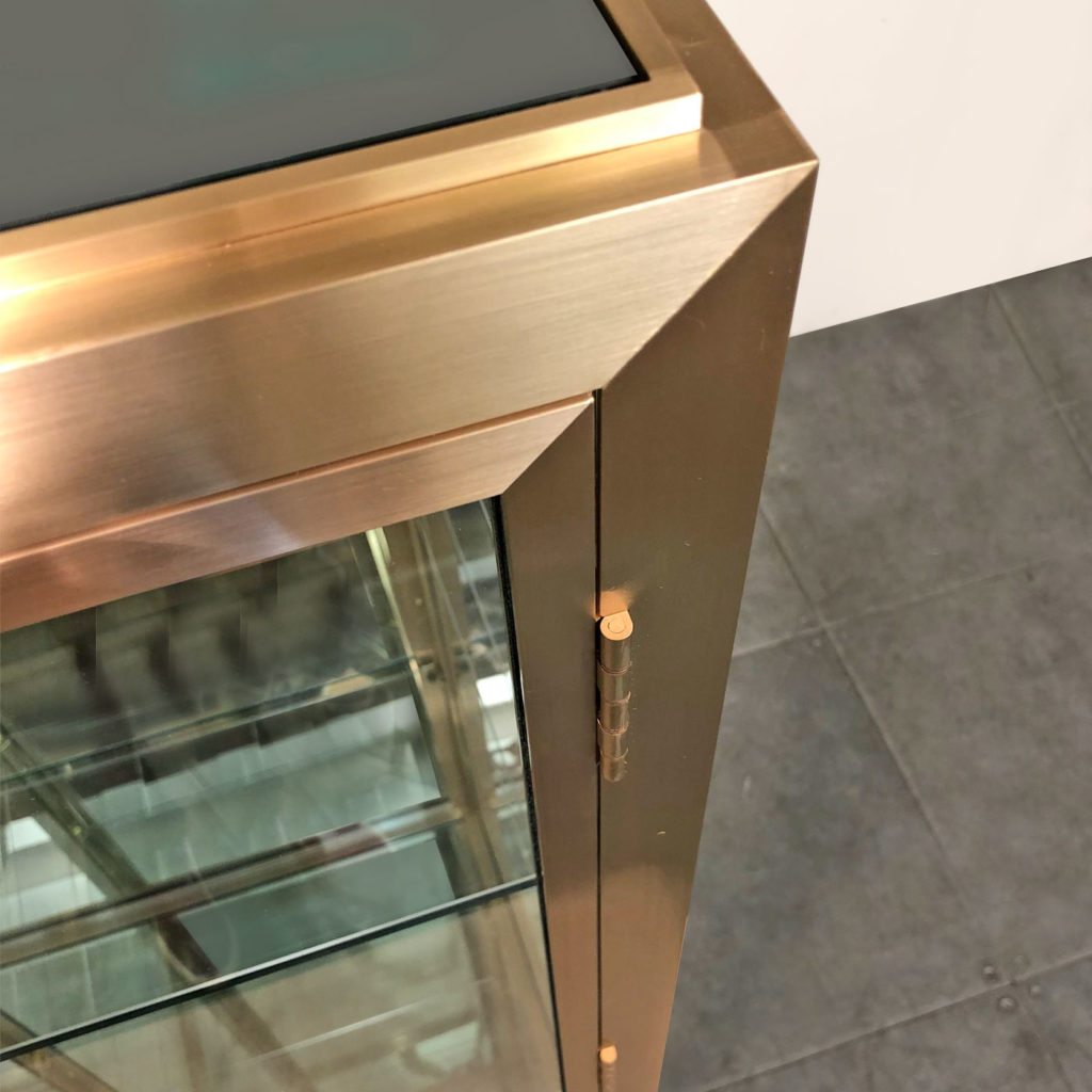 Unique Brass Glass Mirrored Cabinet Unit