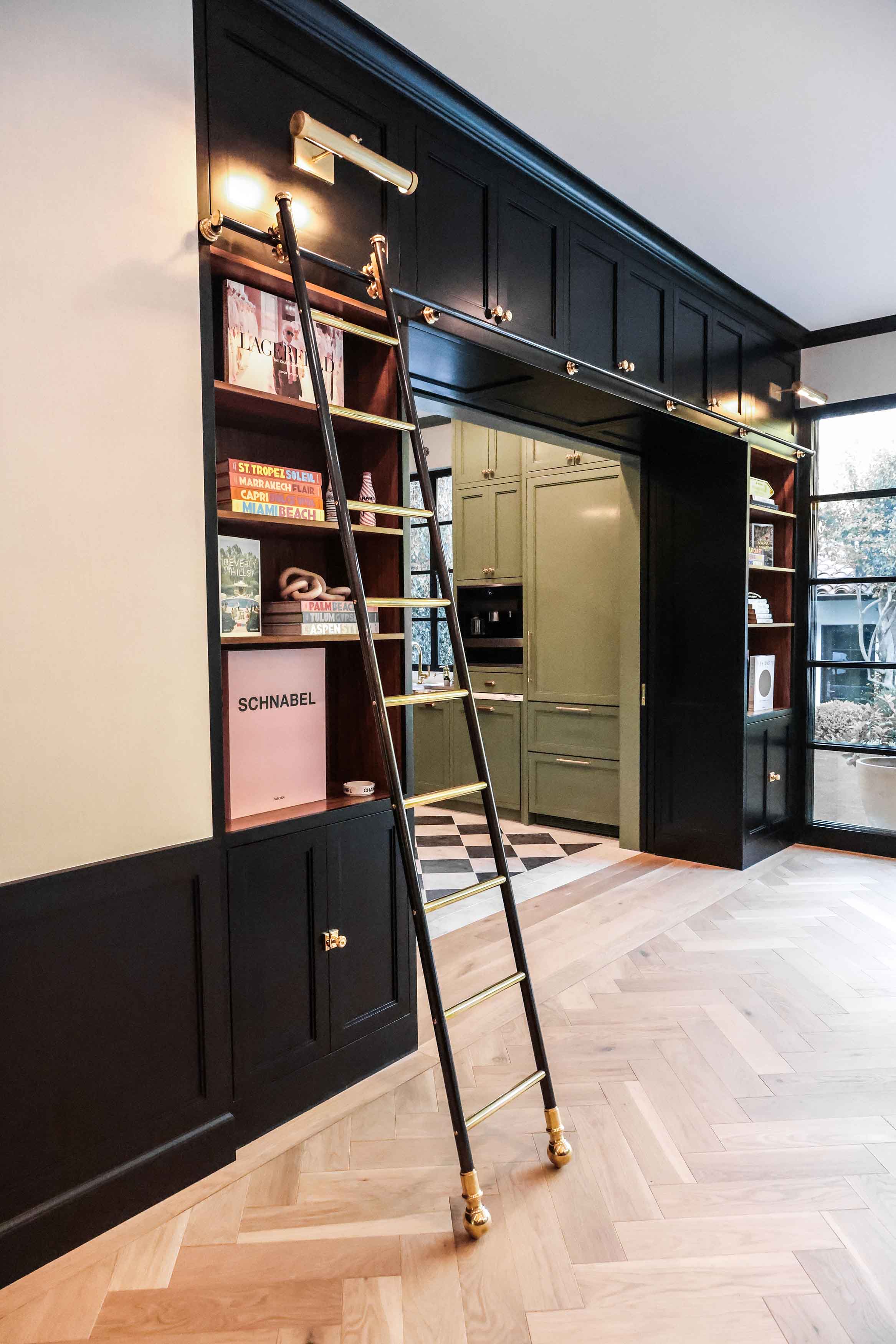 Made To Measure Kitchen Rolling Ladder Andrew Nebbett Designs   Bespoke Made Brass And Steel Rolling Library Ladder By Andrew Nebbett Designs 