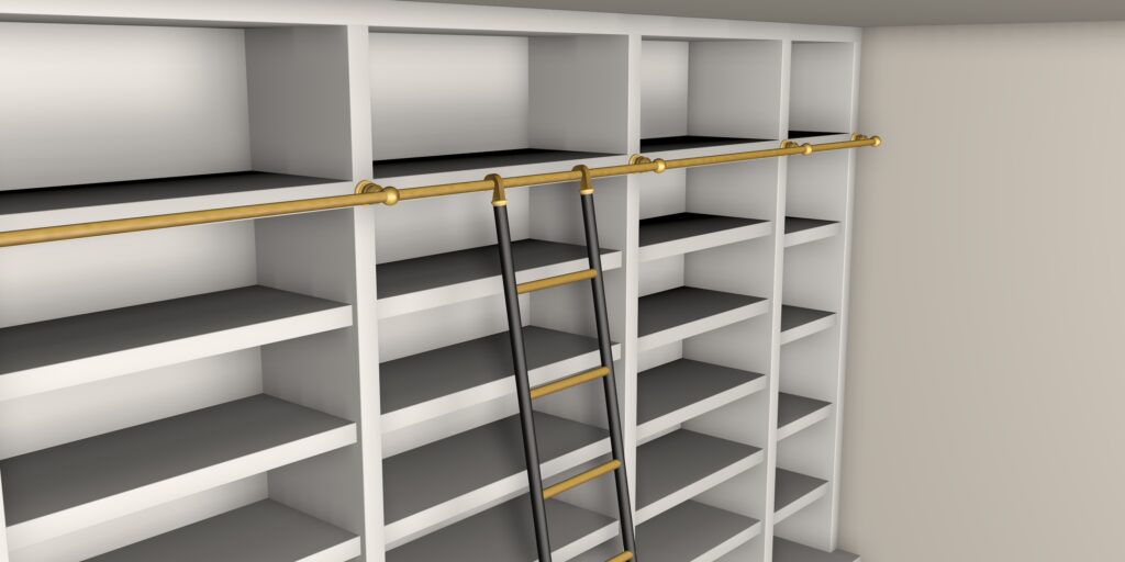 3D designs for a brass and steel library ladder