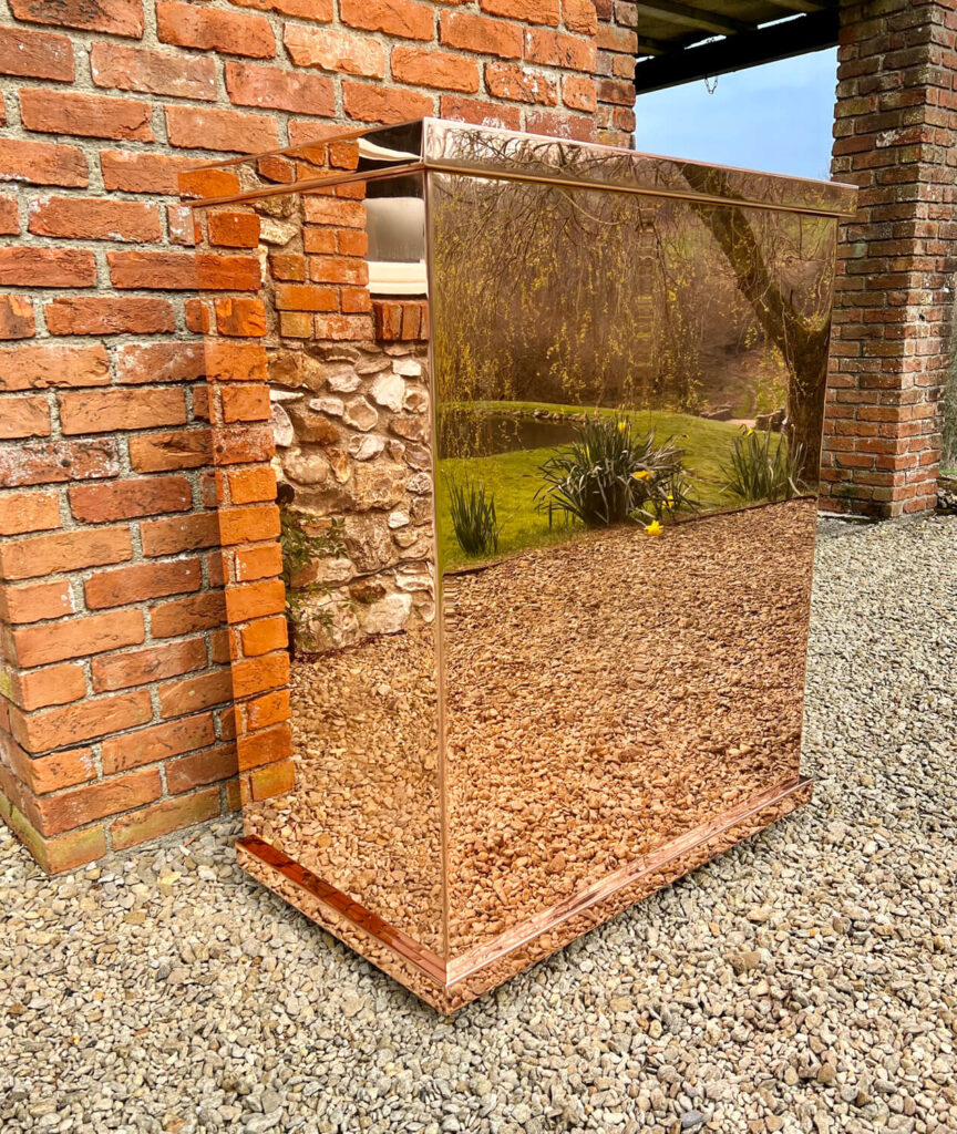 Custom made highly polished brass drinks cabinet