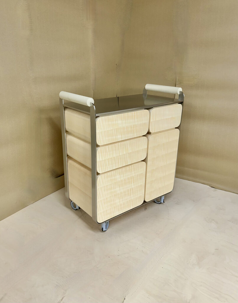 Contemporary serving trolley with drawers